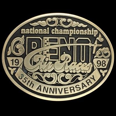 Vtg Reno Air Race Show National Championship 35th Anniversary Brass Belt Buckle