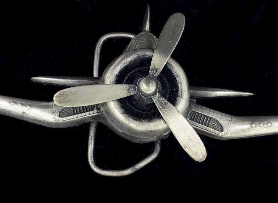 Vtg NOS Vought F4U Corsair WWII Fighter Air Plane Propeller SPINS Belt Buckle