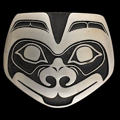 Vtg NOS Bear PNW Pacific Northwest Native American Haida Art Brass Belt Buckle