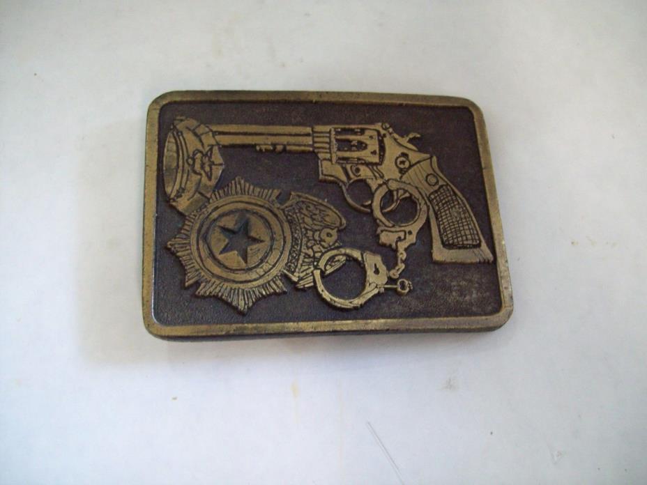 Vintage  Brass Law Enforcement Police Policeman Belt Buckle, J10