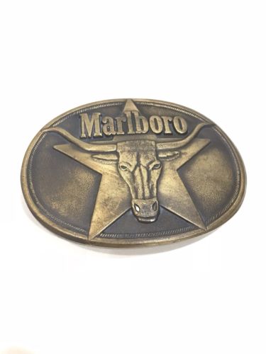 Marlboro Cigarettes Texas Longhorn Western 1987 Version Vintage Belt Buckle