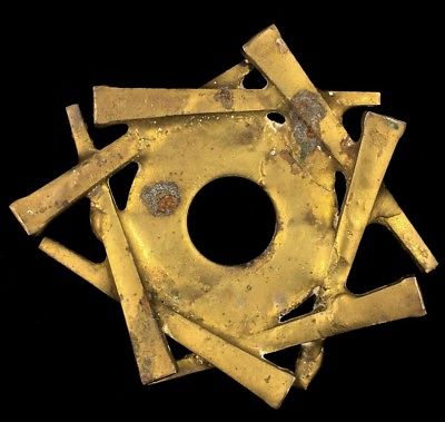 Vtg Carpenter Nail Sculpture Gothic Brutalist Abstract Art Brasstone Belt Buckle