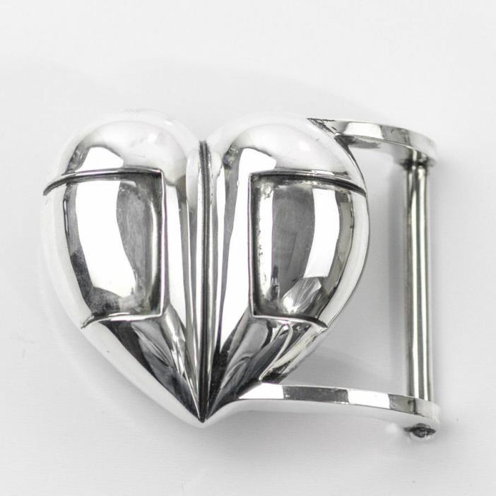 1996 KIESELSTEIN CORD STERLING SILVER LARGE HEART BELT BUCKLE FOR 1-1/2