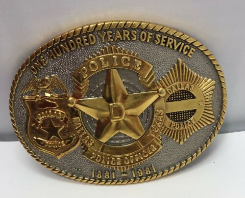 Vintage -100 Years Of Service Dallas Texas Police Officer /Belt Buckle 1881-1981