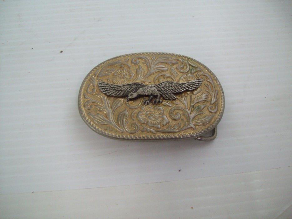 Vintage Eagle Silver & Brass Tone Belt Buckle