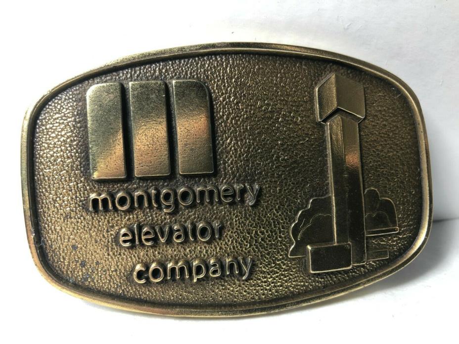 Vintage Montgomery Elevator Company Brass Belt Buckle
