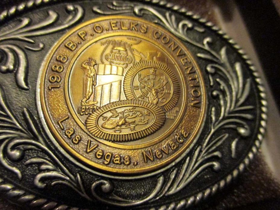 NEW IN BOX 1988 B.P.O.E. Elks Las Vegas National Convention Belt Buckle