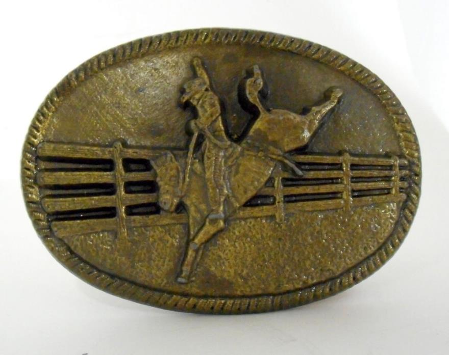 Saddle Bronc Belt Buckle 1981 Ranch Horse Cowboy Western Trucker Chad Mfg VTG