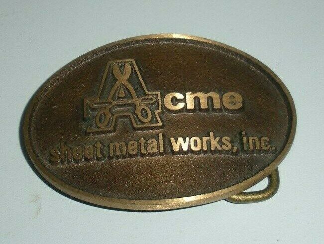 ACME SHEET METAL WORKS INC. ,Brass Advertising Belt Buckle