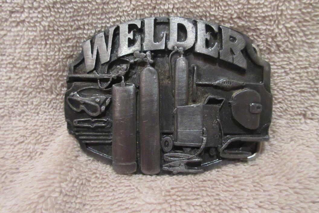 Vintage 1988 Welder Trade Tradesman Metal Belt Buckle by Siskiyou C-80 ORIGINAL!