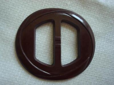 Vintage Brown Plastic Buckle Slide 2 x 2 1/8 In. Oval