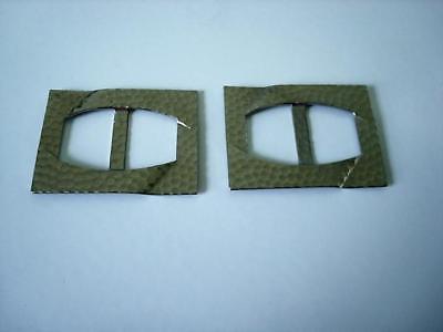 2 Vintage Hammered Silver Tone Metal Shoe Slide Buckles 1 5/8 x 2 1/8 In.