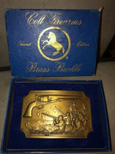 Vintage COLT Army MODEL 44 CAL 1860 BRASS Belt BUCKLE w/ORIGINAL Box 2nd EDITION