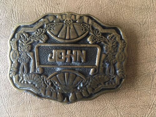 Vintage Gold Tone Brass Oden Inc. with Name John Belt Buckle Pre-owned