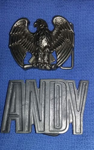 TWO VINTAGE BUCKLES  1 ANDY BUCKLE  1 EAGLE BUCKLE