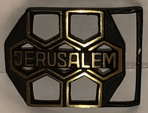 Vintage 70s JERUSALEM Belt buckle Brass Metal Holy Land Travel Souvenir 3