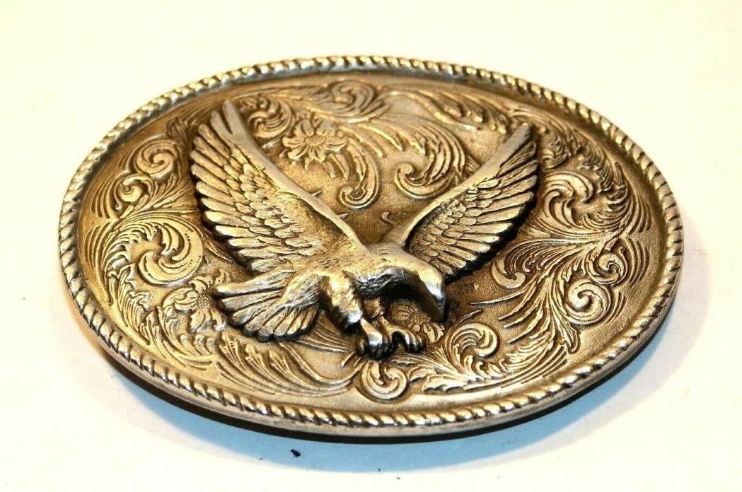Vintage Fine Pewter American Eagle Belt Buckle Dragon Designs Tanside 1986 solid