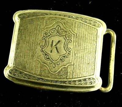 1920's Lavico Art Deco Belt Buckle Goldplate Initial *K* K96