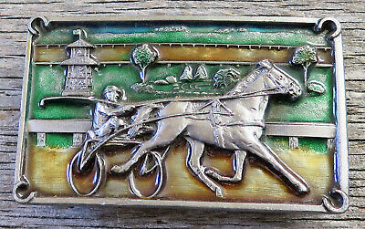 Harness Racing Horse Buggy Bergamot Brass Works 1980's Vintage Belt Buckle