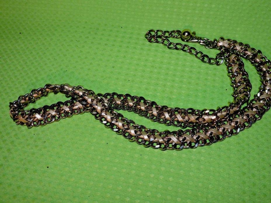 VINTAGE GOLD TONE THICK SWA* BLING*  CHAIN LINK BELT