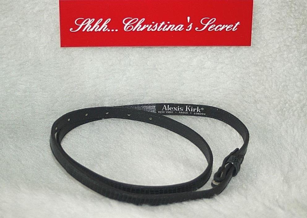 ALEXIS KIRK ~ VINTAGE ))) NEW )))  Black Genuine Reptile Thin Belt Strap
