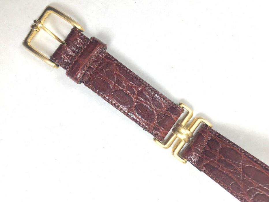 Liz Claiborne Women's PS Petite Small Leather Belt Vintage 90s Brown Gold f5p