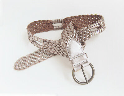 Gap ~ Unique 1 3/4” ANTIQUE SILVERTONE Braided Leather Belt ~ Medium ~ EUC