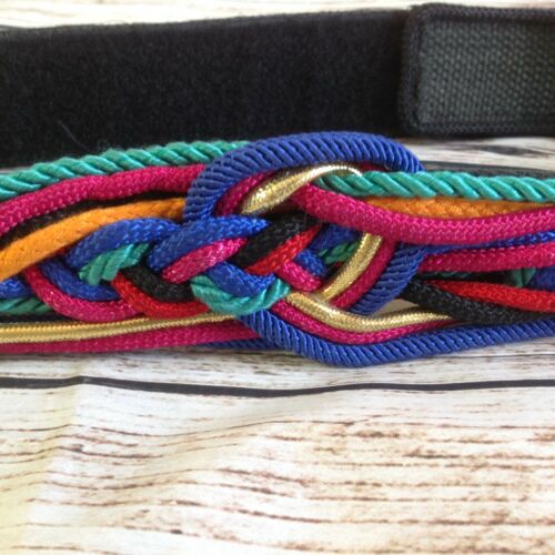 Vintage 90s Boho Hipster Style Units Black Multi Rope Knot Ladies Belt