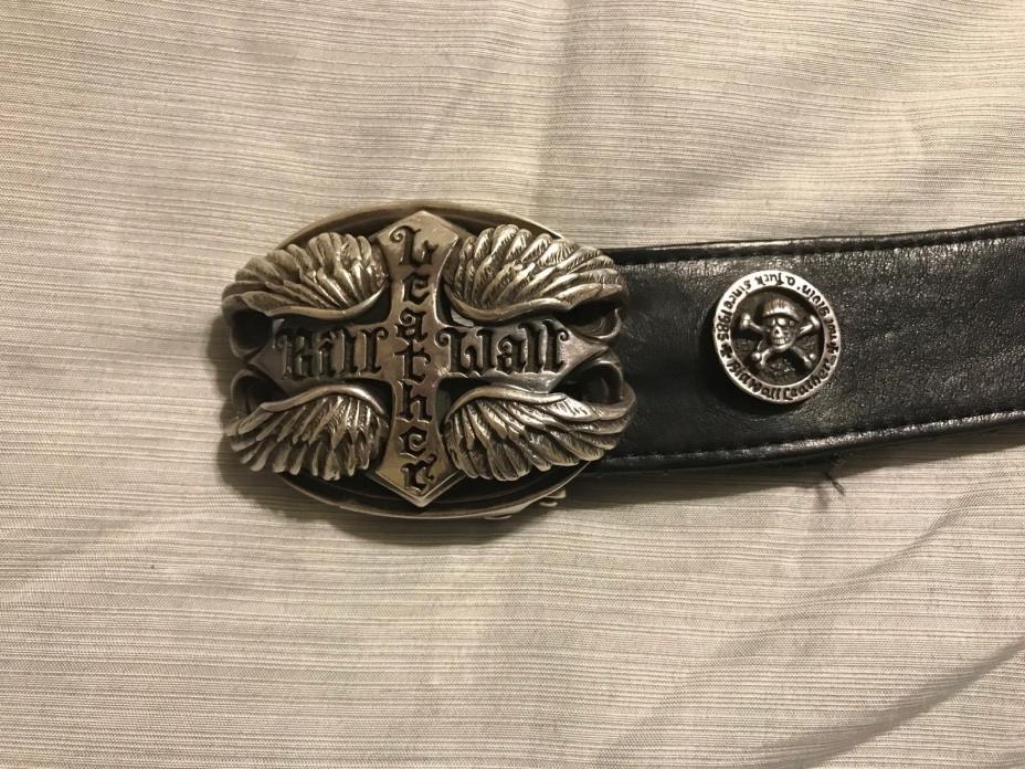 Bill Wall Leather Logo with Wings Belt Buckle and Size 38 BWL NGAF Belt
