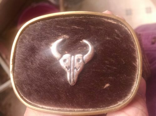 Vintage Western Cowboy Belt Buffalo Skull Buckle 34-36