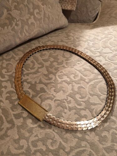 vintage 1970’s metallic Narrow stretch belt gold tone