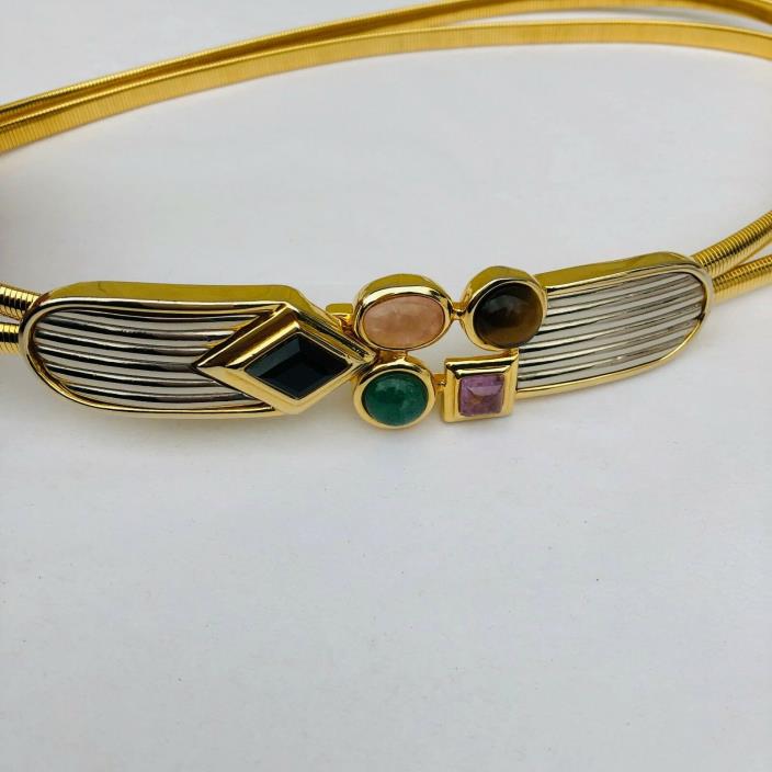 Judith Leiber Gemstone Double Chain Fashion Belt