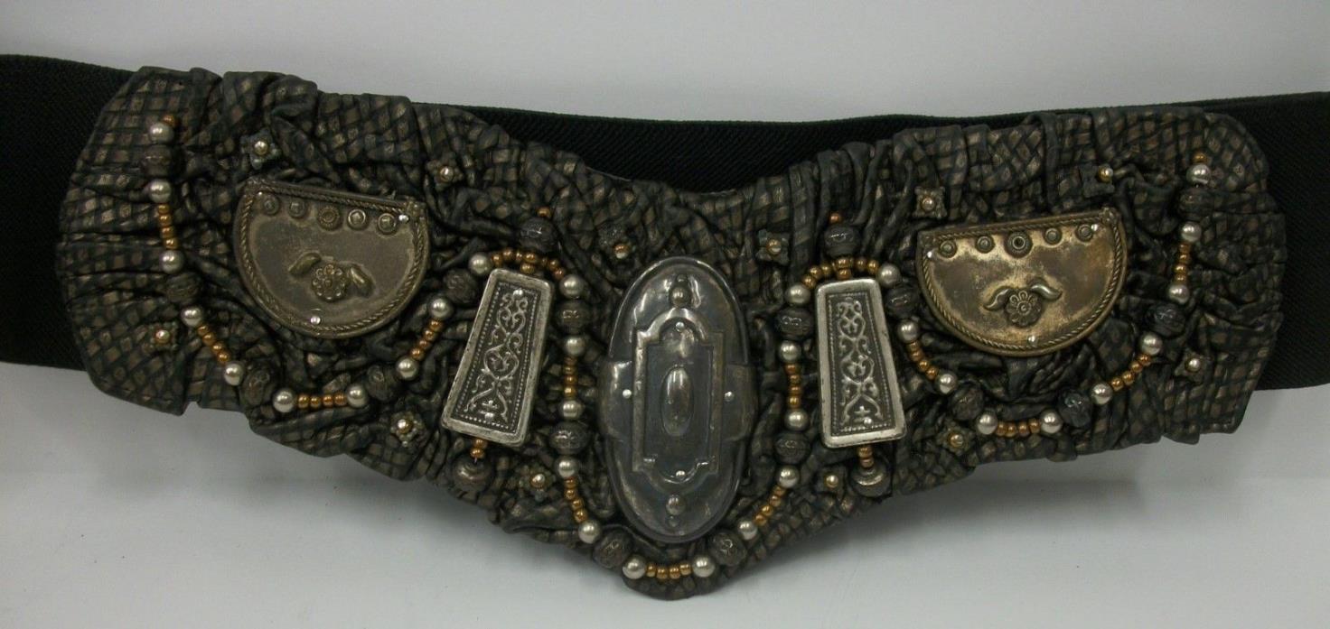 Vintage 1990s Salena's Collection Beaded Metal Embellished Statement Belt