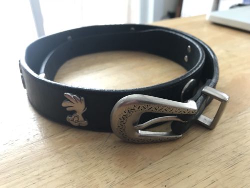 Warner Bros Looney Tunes Black Leather Belt Size 30 Vintage 1992 WB RARE