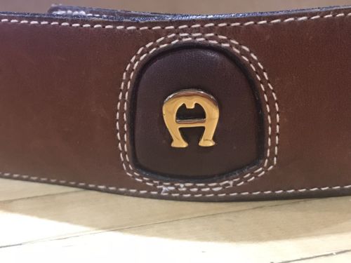 Vintage Etienne Aigner Women's Leather belt Adjustable Brass A Size 28