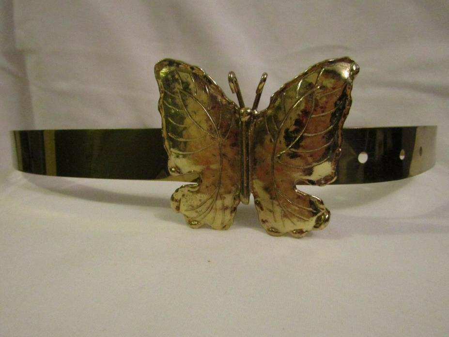 Vintage 1980's Spiegel Gold Metal Belt w/Large Butterfly Buckle