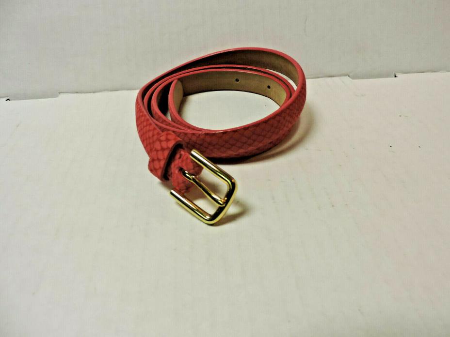 New Talbots Pink S (size 4) Leather Belt w/ Snake Skin Pattern Gold Hardware