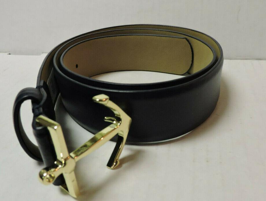 New Talbots Navy Blue XS (size 2) Leather Belt w/ Anchor Nautical Buckle
