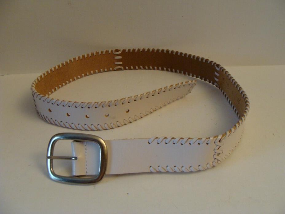 white leather belt