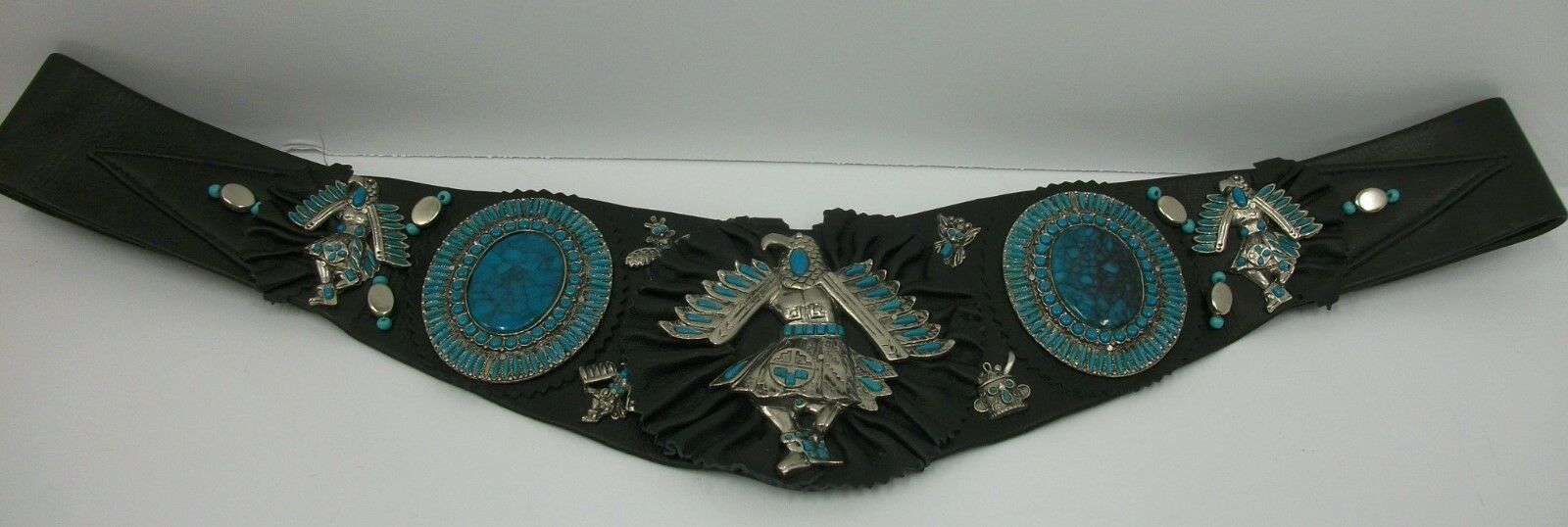 Vintage 1980s Salena's Collection Statement Belt Southwest Eagle Dance Turquoise