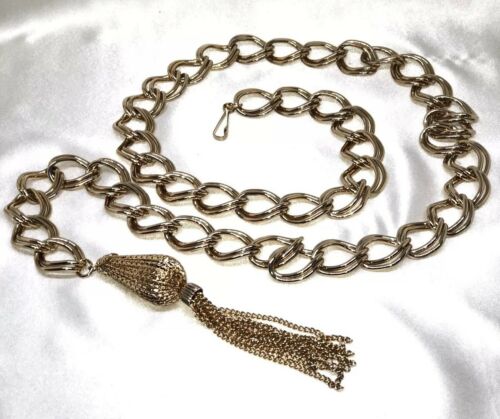 Vintage Double Chain Belt Large Ornate Tassel Boho Fashion