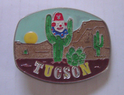 Vintage Shriners Tucson Belt Buckle With Cactus & Desert 2 1/2