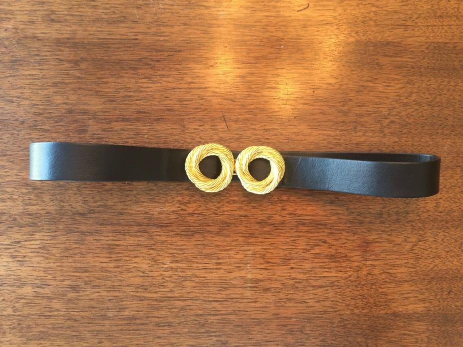 Vintage Black Adjustable Belt with Gold Embellished Hook Closure