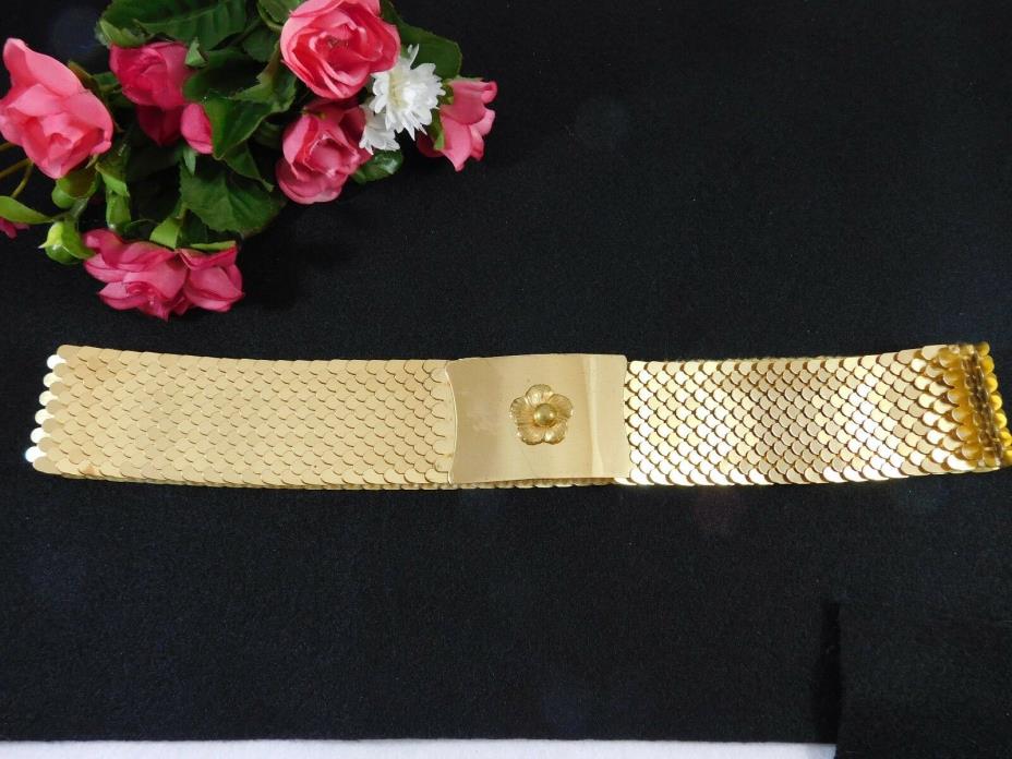 Vintage Belt Snake Skin Stretch Gold Tone