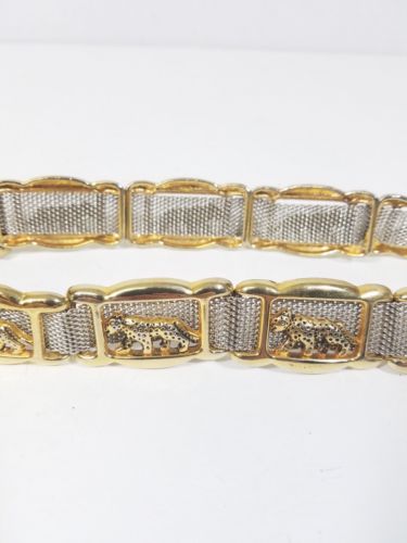 Vintage Metal Mesh Belt Womens Cheetah Gold and Silver Size 33