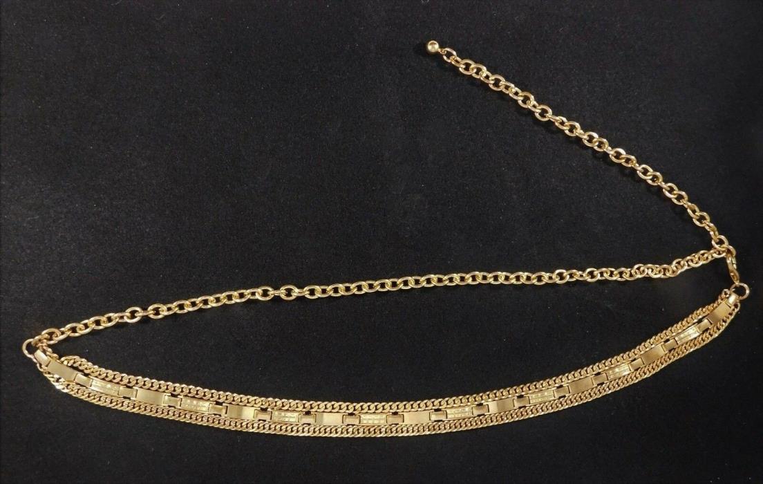 Vintage Chain Belt Ornate Gold Tone 43 Inches