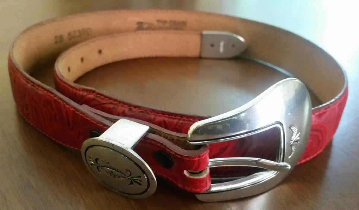 Vintage Justin Women's Red Leather Belt Size 28 523RD 29