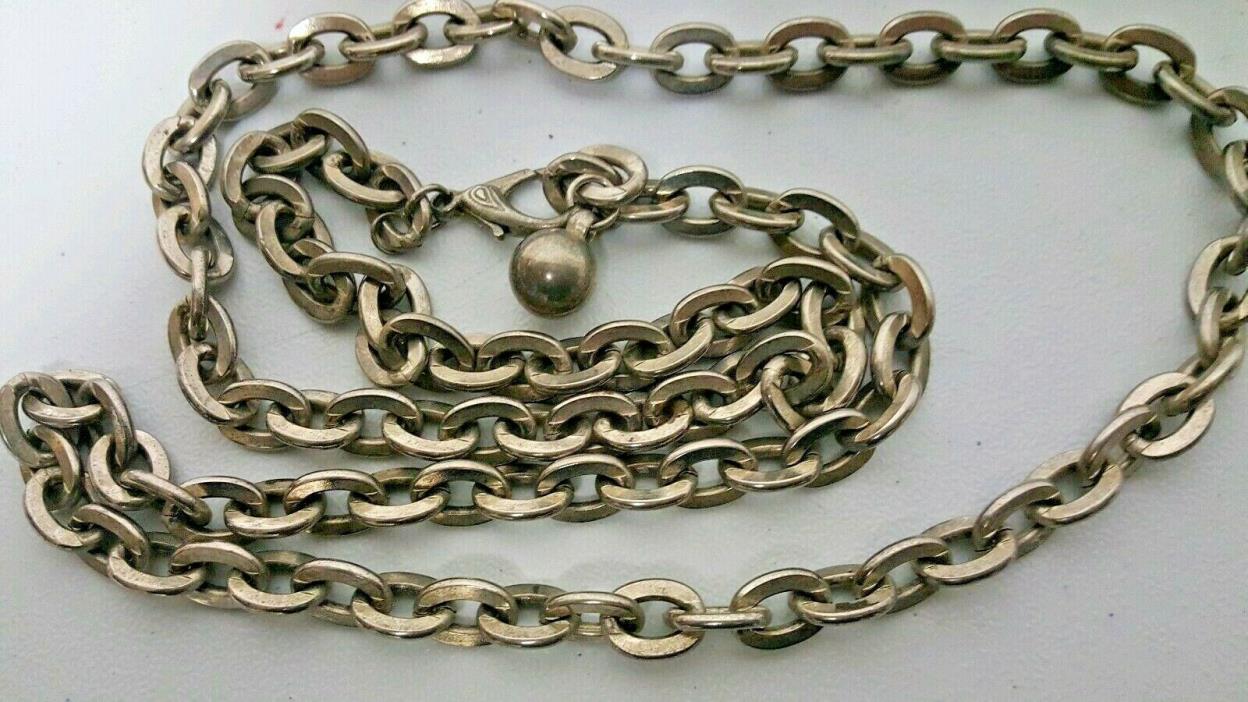 Heavy Silver Metal Biker Chain Belt Vintage Adjustable Chainlink Belt Grunge 46