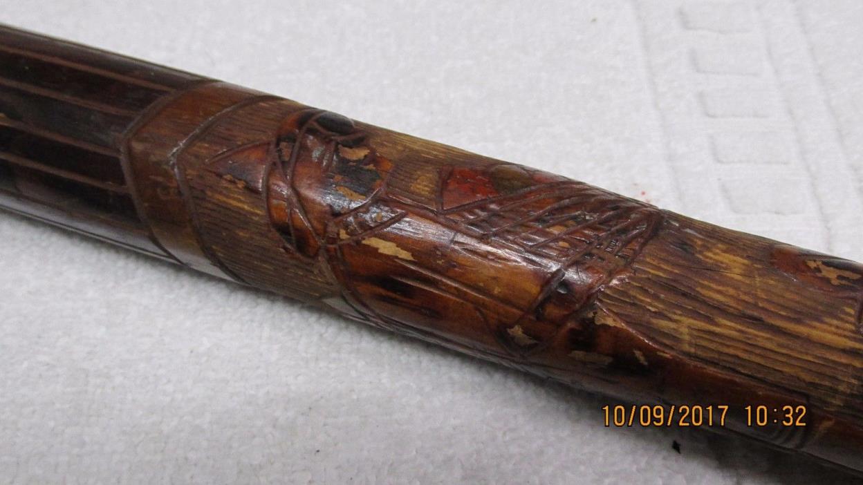 Antique Oriental Wood Carved Walking Stick 35