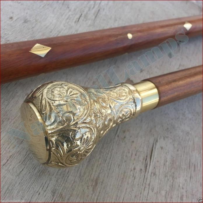 Victorian Style Designer Wooden Brass Handle Vintage Canes Walking Cane Stick